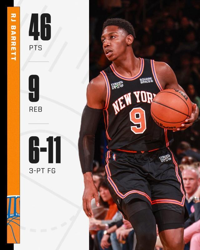 开云-尼克斯输球夜唯一慰藉 巴雷特46分创生涯新高！